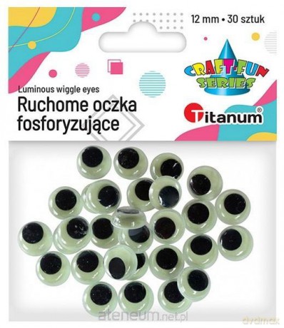 Oczy Fosforyzujące bez rzęs 12mm 30 szt