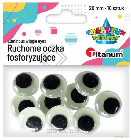 Oczy Fosforyzujące bez rzęs 20mm 10 szt