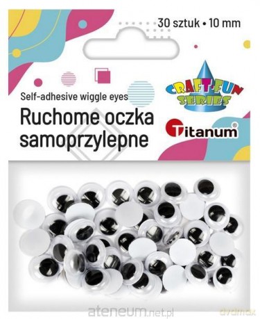 Oczy samoprzylepne bez rzęs 10mm okrągłe 30 szt