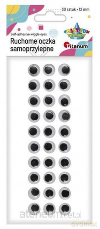 Oczy samoprzylepne bez rzęs 12mm okrągłe 30 szt