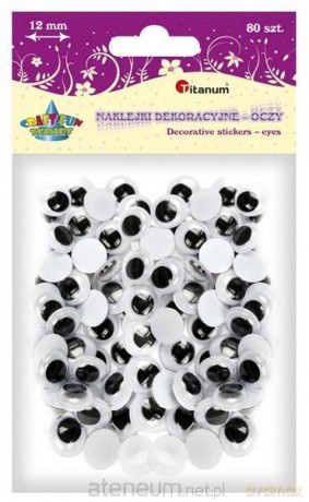 Oczy samoprzylepne bez rzęs 12mm okrągłe 80 szt