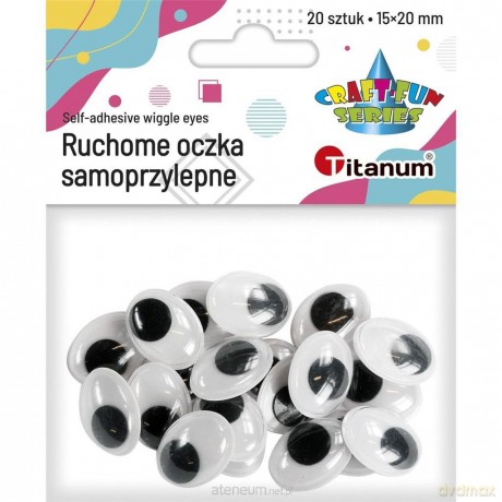 Oczy samoprzylepne bez rzęs 15x20 mm owalne 20 szt