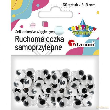 Oczy samoprzylepne bez rzęs 6x8mm owalne 50 szt