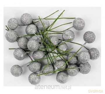 Owoce ostrzokerzewu 12 cm srebrne brokat