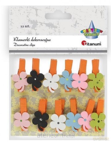 Ozdoba drewniana Klamerki kwiatki mix 12 szt