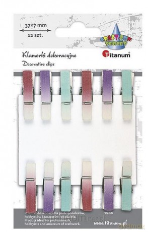 Ozdoba drewniana Klamerki ombre 7x45mm mix 12 szt