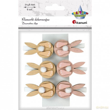 Ozdoba drewniana Klamerki zajączki 6 szt