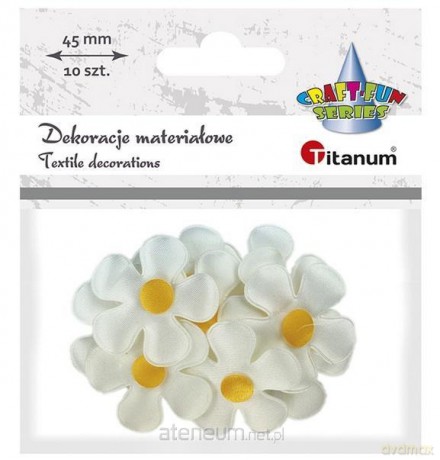 Ozdoba materiałowa kwiatki 45mm biało-żólte 10 szt