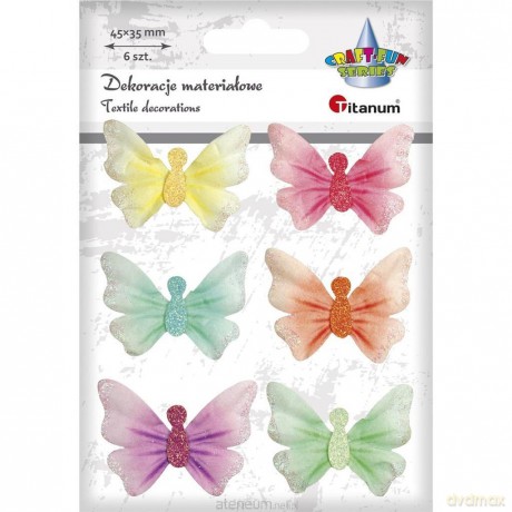 Ozdoba materiałowa Motyle Pastel mix 6 szt