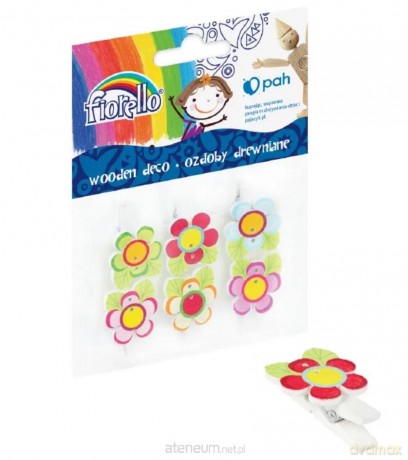 Ozdoby drewniane Spinacz Kwiatek 6 szt