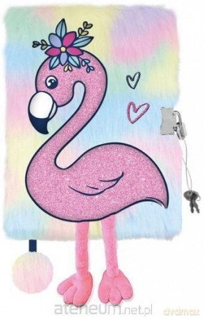 Pamiętnik z kłódką A5/96K 3D włochacz Flamingo