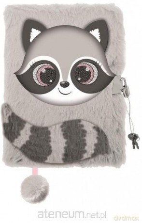 Pamiętnik z kłódką A5/96K 3D włochacz Raccoon