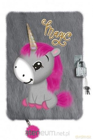 Pamiętnik z kłódką A5/96K 3D włochacz Unicorn