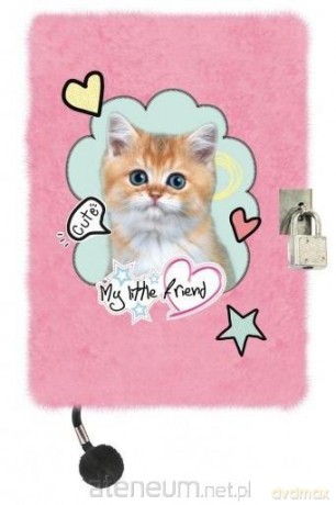 Pamiętnik z kłódką A5/96K włochacz Pink Cat MLF