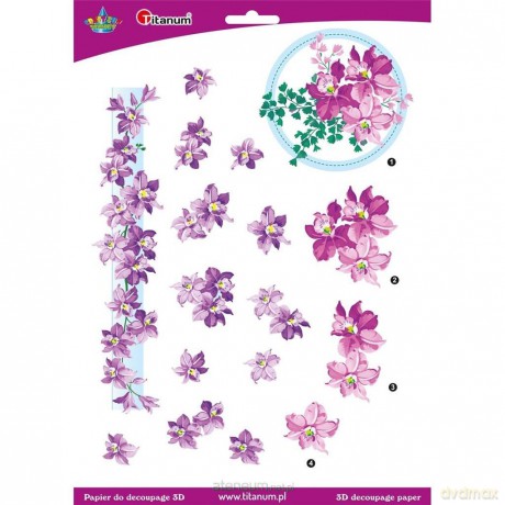 Papier do decoupage 3D kwiaty clematis arkusz