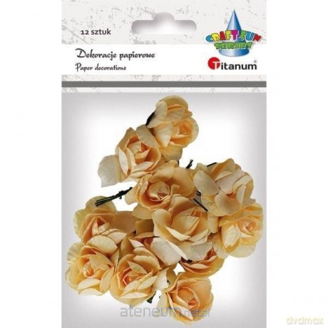 Papierowe róże na druciku kremowe 25mm 12 szt