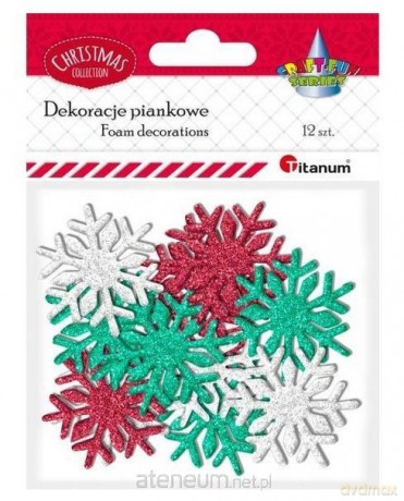 Piankowe śnieżynki brokatowe mix 12 szt