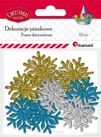 Piankowe śnieżynki brokatowe mix 12 szt.
