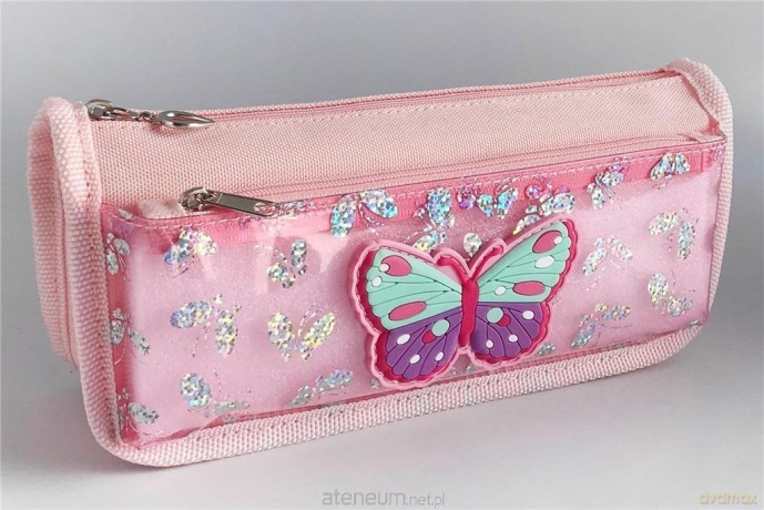 Piórnik tuba duża Motyl brokat