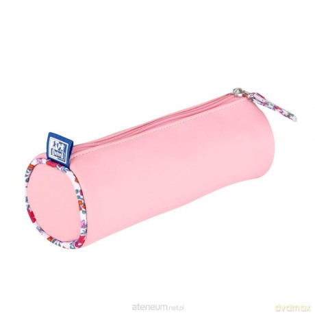 Piórnik tuba Floral Pastel jasnoróżowy