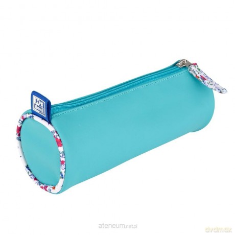 Piórnik tuba Floral Pastel turkusowy