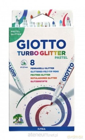 Pisaki Turbo Glitter pastel 8 kolorów
