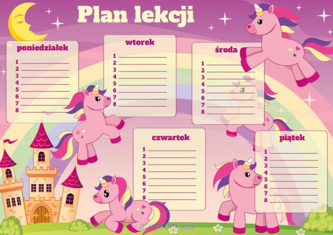Plan lekcji - Kucyk (5 szt)