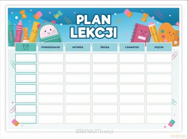 Plan lekcji A5 - przybory szkolne (10 szt)