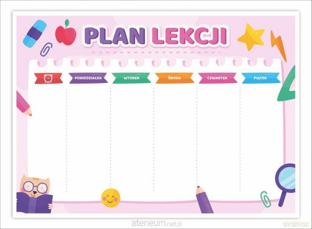 Plan lekcji A5 Kotek - różowy 5 szt