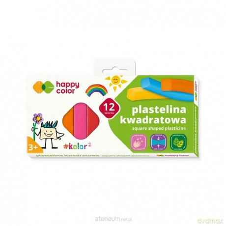 Plastelina szkolna kwadrat 12 kolorów