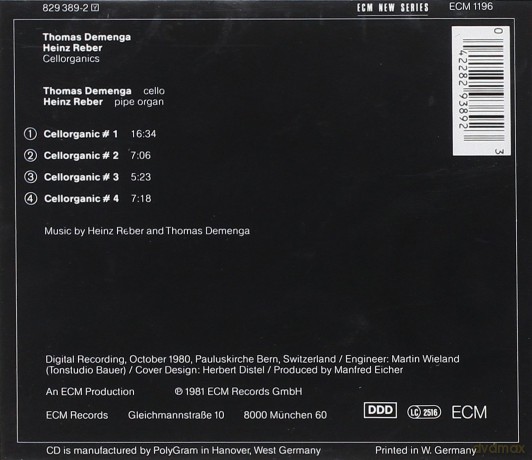 Demenga/Reber: Cellorganics [CD]