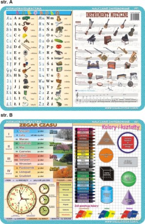 Podkładka edukacyjna 001 - Abecadło, zegar, kolory i..