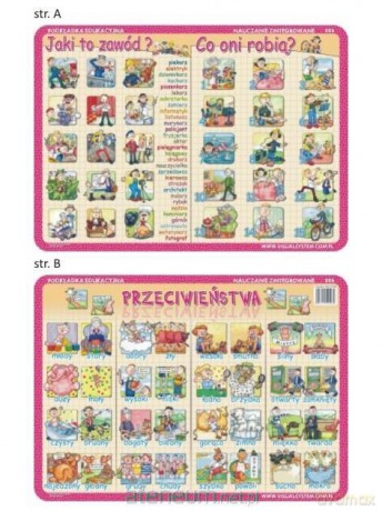 Podkładka edukacyjna 006 - Przeciwieństwa, zawody, co...