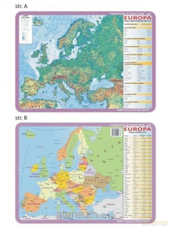 Podkładka edukacyjna 063 - Europa mapy fizyczna i pol.