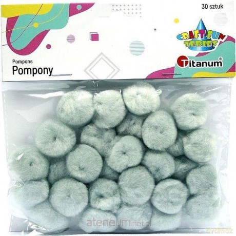 Pompony akrylowe 25mm szare 30 szt