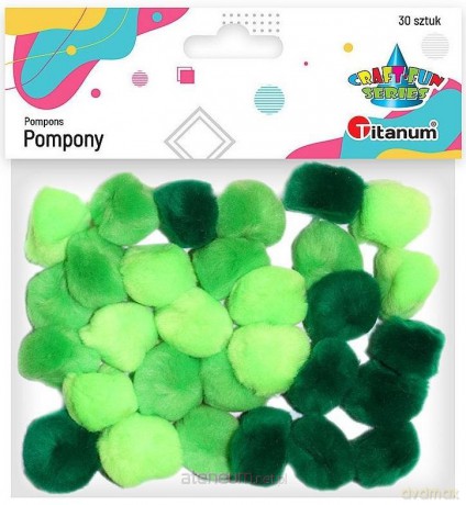 Pompony akrylowe 25mm zielone 30 szt.