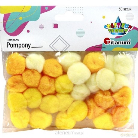 Pompony akrylowe 25mm żółte 30 szt