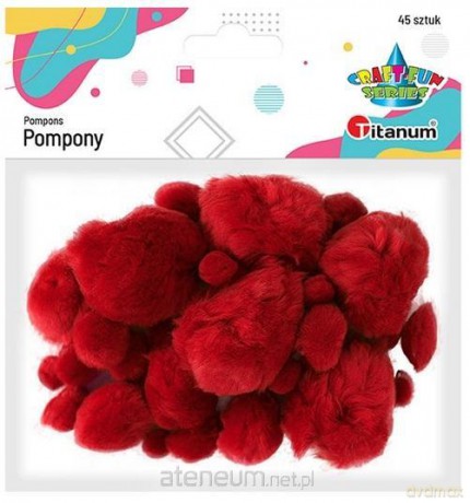 Pompony akrylowe czerwone 45 szt.