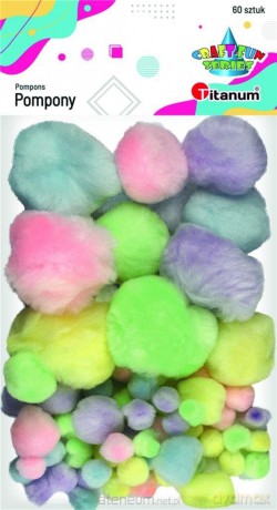 Pompony akrylowe mix kolorów pastelowych 60 szt
