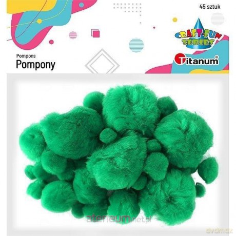 Pompony akrylowe zielone 45 szt
