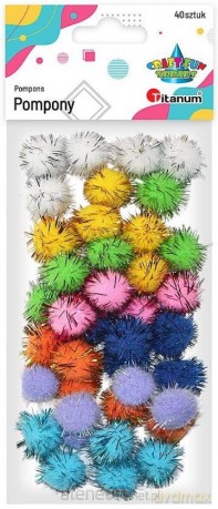 Pompony brokatowe 20mm mix 40 szt.