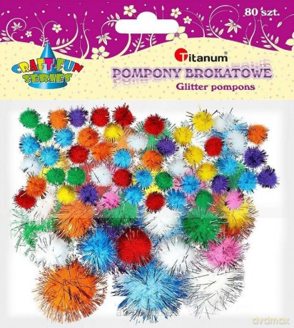 Pompony brokatowe mix 80 szt.