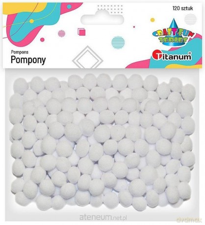Pompony poliestrowe 10mm białe 120 szt.