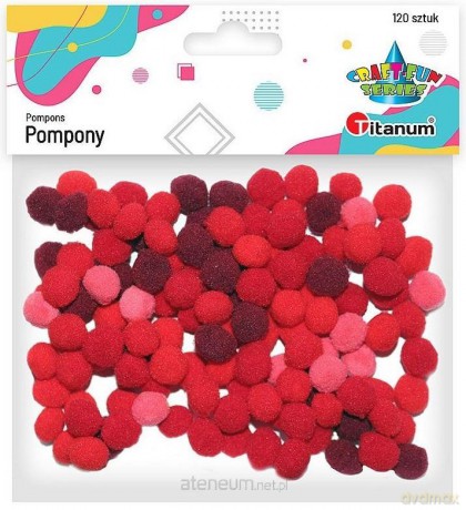 Pompony poliestrowe 10mm czerwone 120 szt.