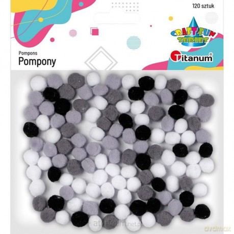 Pompony poliestrowe 10mm mix 120 szt