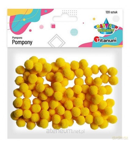Pompony poliestrowe 10mm żółte 120 szt