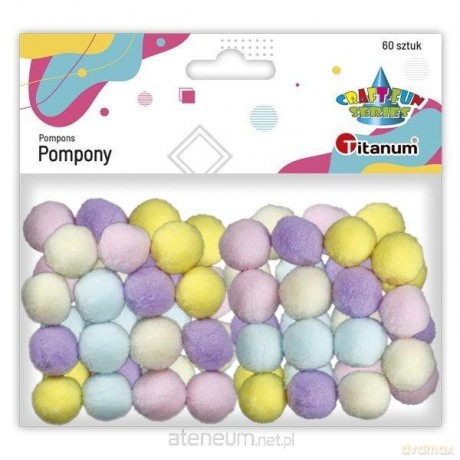 Pompony poliestrowe 16mm mix 60 szt