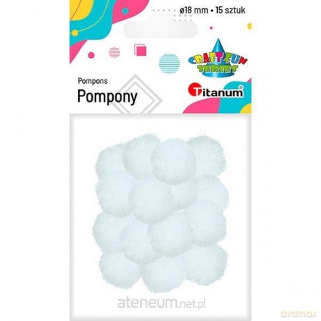 Pompony poliestrowe 18mm białe 15 szt