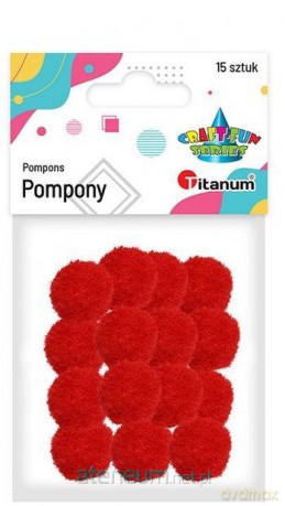Pompony poliestrowe 18mm czerwone 15 szt