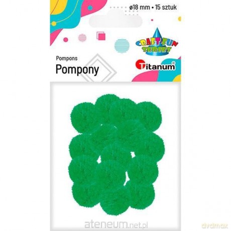 Pompony poliestrowe 18mm zielone 15 szt